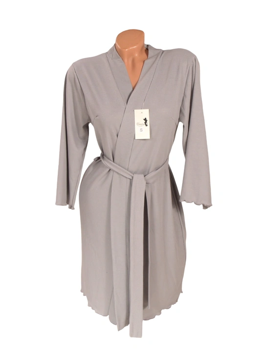 Халати Халат рубчик короткий 4728 Світло сірий - жіноча білизна оптом у Dolche Noche