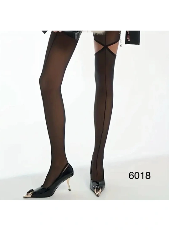 Колготки Жіночі капронові колготки з вирізом 6018 Чорний - жіноча білизна оптом у Dolche Noche