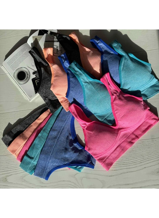 Спортивные комплекты бельяКомплект Топик-трусики (меланж) Yadali 6775-1 - женское белье оптом в Dolche Noche