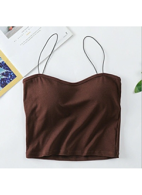 Топи, майки Топ Жіночий на тонкому брителі 161 # Коричневий - жіноча білизна оптом у Dolche Noche