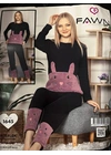 Плюшевые, теплые пижамыПіжама жіноча FAWN 1645 Черно персиковий - женское белье оптом в Dolche Noche