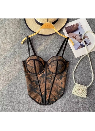 Фото Без Бренда Жіночий боді-корсет із мармуровим принтом 9925 (21558) – Корсет, колір <color>, ціна 333.48<currency>