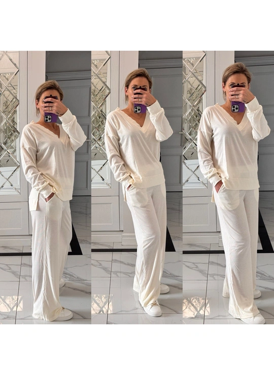 Піжами Костюм рубчик (Ромб) ЦаЦа 4949 Молочний - жіноча білизна оптом у Dolche Noche