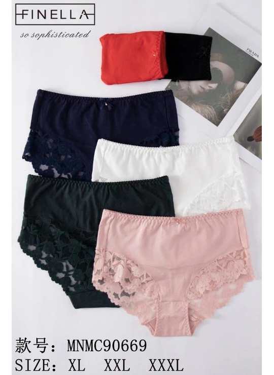 КружевныеЖіночі трусики Finella з мереживом (XL–XXL–XXXL) 90669 5д Різні кольори - женское белье оптом в Dolche Noche