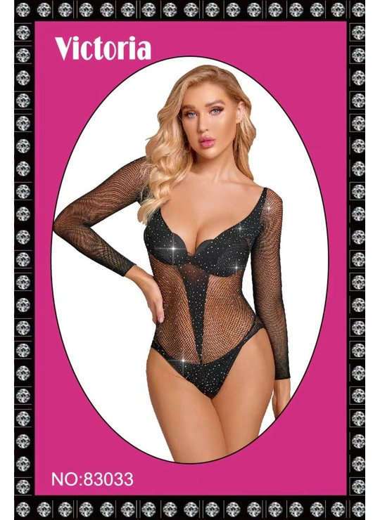 Еротичні боді, корсети та комбінезони Женский боди Victoria 83033 6б Чорний - жіноча білизна оптом у Dolche Noche