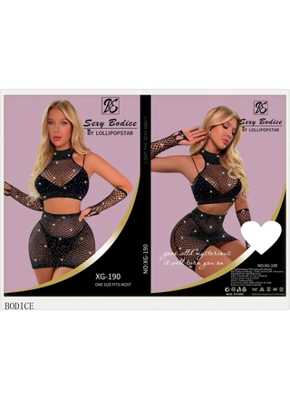 Фото Без Бренда Сексуальный боди-комплект сетка со стразами Sexy Bodice XG-190 (23015) – Эротические боди, корсеты и комбинезоны, цвет <color>, цена 210.00<currency>