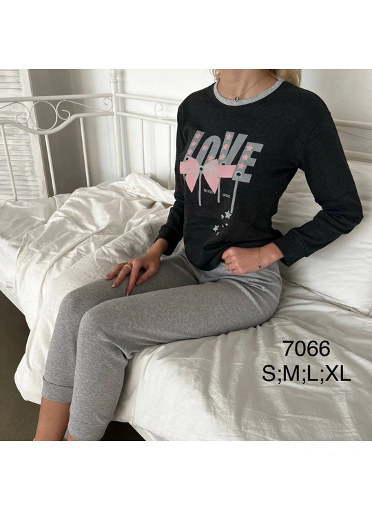 Піжами Піжама жіноча FAWN 7066 Темно сірий - жіноча білизна оптом у Dolche Noche