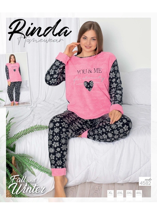 Піжами Піжама жіноча тепла Rinda 4582 Розовий - жіноча білизна оптом у Dolche Noche