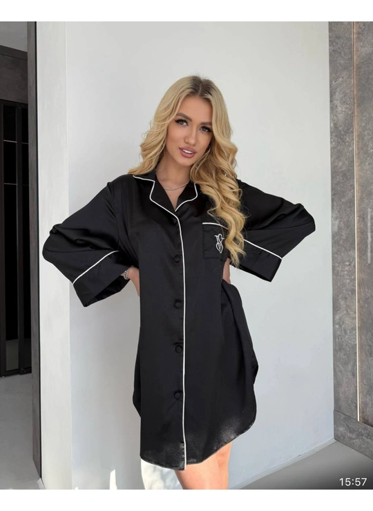 Нічні сорочки Жіноча сатинова сорочка для сну 3350 - жіноча білизна оптом у Dolche Noche