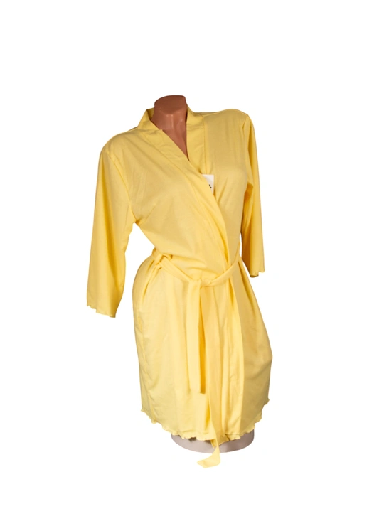 Халати Халат рубчик короткий 4728 Жовтий - жіноча білизна оптом у Dolche Noche