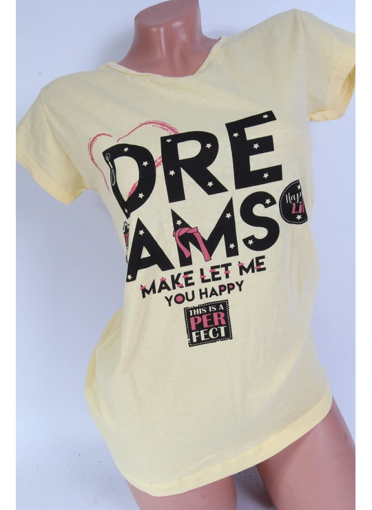 Футболки 1007 Жіноча футболка Туреччина Жовтий - жіноча білизна оптом у Dolche Noche