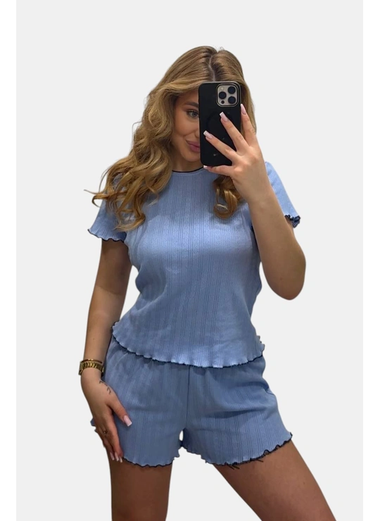 ПижамыЖіноча бавовняна піжама  Ца-Ца 4960 блакитний - женское белье оптом в Dolche Noche