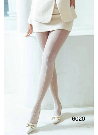 Фото C&R Жіночі капронові колготки з швом 6020 Білий (23240) – Колготки, колір <color>, ціна 183.15<currency>