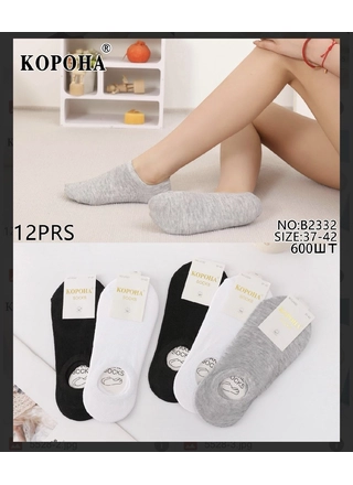 Фото КОРОНА Жіночі сліди (шкарпетки) КОРОНА B2332, 12 пар (оптом) Різні кольори (23517) – Весна-осень, цвет <color>, цена 15.77<currency>