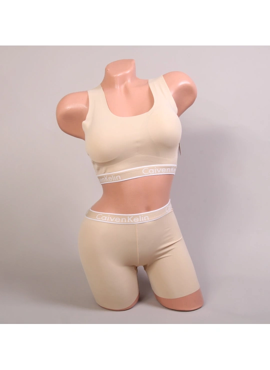 Спортивные комплекты бельяКомплект майка шорты бесшовная OUNO 505 Бежевый. - женское белье оптом в Dolche Noche