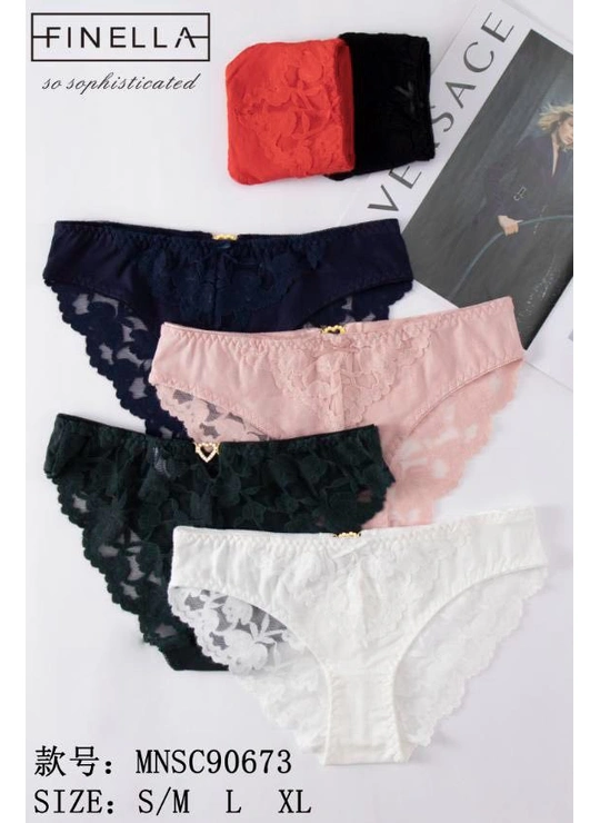 КружевныеЖенские кружевные трусики Finella с фигурным краем (S/M, L, XL) 90673 7с - женское белье оптом в Dolche Noche