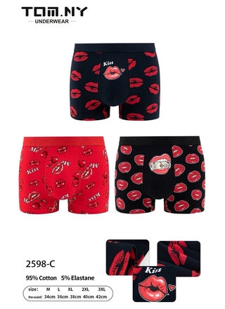 Фото TOM.NY Чоловічі боксери TOM NY Underwear Kiss, модель 2598-C (22885) – Мужские трусы, цвет <color>, цена 70.51<currency>