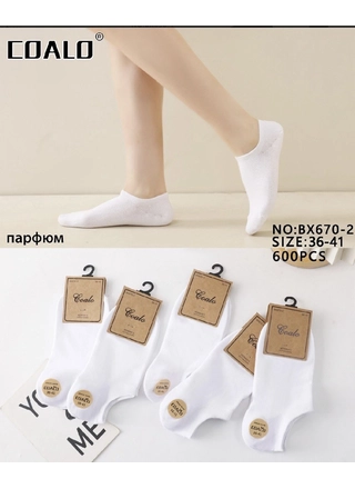 Фото COALO Жіночі бавовняні шкарпетки-сліди COALO 'Парфюм' (Опт) 670-2 Білий (23445) – Весна-осень, цвет <color>, цена 20.59<currency>