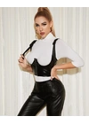 Топи, майки 14035 Корсет искуственная кожа Чорний - жіноча білизна оптом у Dolche Noche