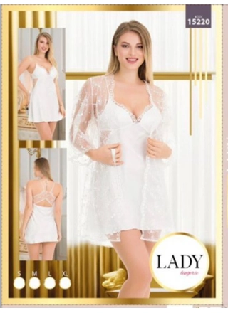 Фото LADY Комплект нічної білизни мережевний 'Lady'.15220 Білий (20518) – Пеньюари, цвет <color>, цена 1052.08<currency>