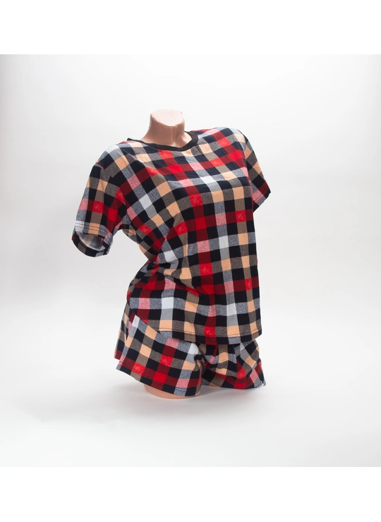 ПижамыФутболка шорты клетка 4850 - женское белье оптом в Dolche Noche