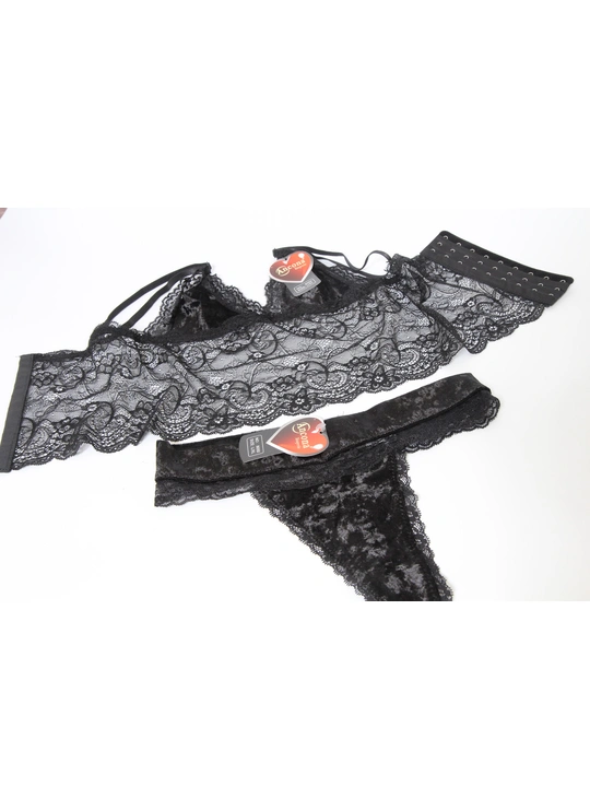 Кружевные8050 Комплект Л/Т ANCONA черный - женское белье оптом в Dolche Noche