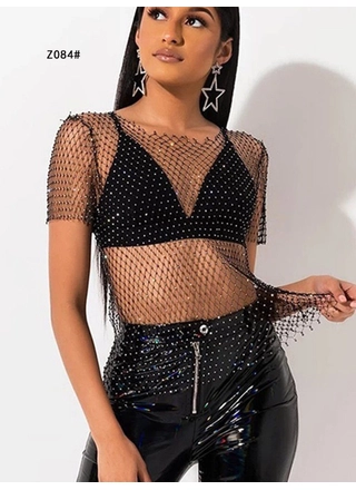 Фото Без Бренда Жіночий топ стразы Z084 (16973) – Еротичні пеньюари, халати, колір <color>, ціна 429.88<currency>