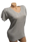 Футболки Жіноча блискуча кофта із V‑вирізом (сріблястий меланж) 108 - жіноча білизна оптом у Dolche Noche
