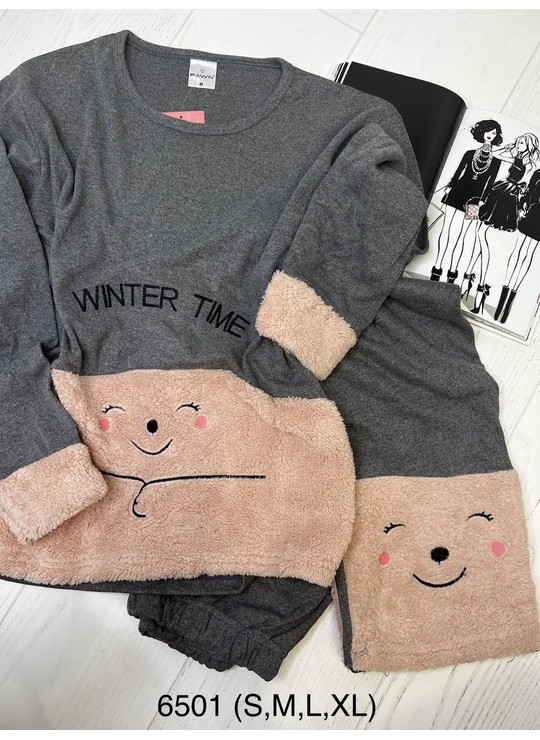 ПижамыЖенская пижама х/б (Кофта, длинный рукав + брюки),FAWN 6501 - женское белье оптом в Dolche Noche