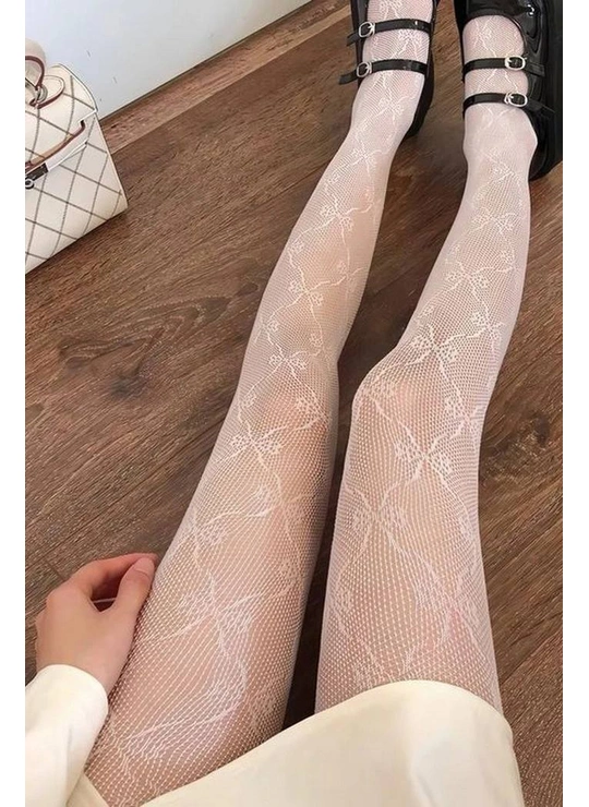 Колготки Жіночі колготки в сіточку 6005 Білий - жіноча білизна оптом у Dolche Noche