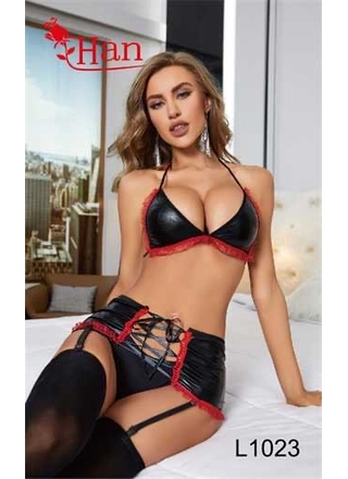 Фото Без Бренда Комплект білизни 1023 Чорно-червоний () – Еротичні комплекти, колір <color>, ціна <currency>