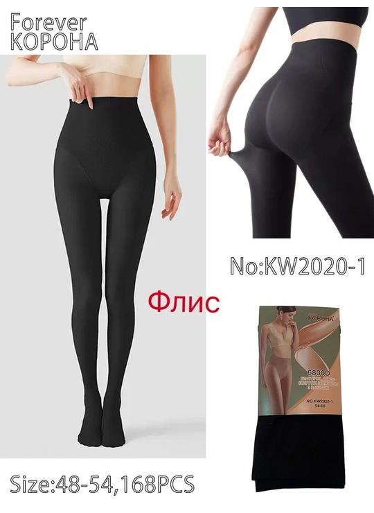 КолготкиЖенские термо колготки Forever Korona KW2020-1 (флис, высокий пояс, большие размеры) - женское белье оптом в Dolche Noche