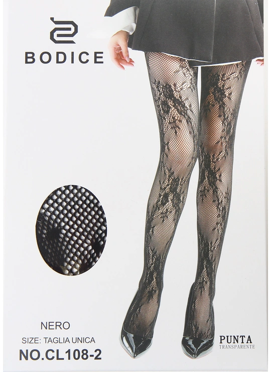 КолготкиЖіночі фантазійні колготки-сітка BODICE з візерунком (Опт) 108-2 Чорний - женское белье оптом в Dolche Noche